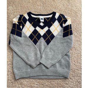Janie & Jack Argyle Boys Sweater Grey/Cream/Navy Size 2T